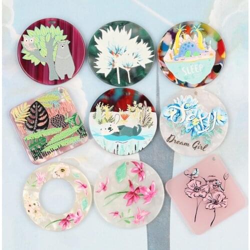 HAOSAW 6Pcs Choose/Round Shape/Earrings Pendant/Jewelry Accessories/DIY Making/Charms/Jewelry Findings & Components/Hand Made