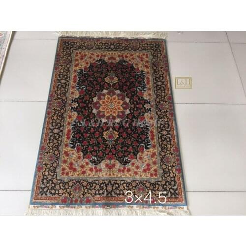 Free shipping 3'X4.5' 230 Line Handmade Silk Oriental Persian Rug hand Knotted silk carpet for home decoration