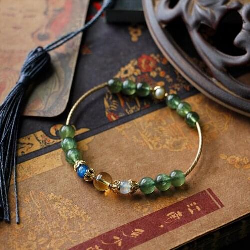 Bead bracelet for womens fortune natural crystal small group design Antique pure silver student constellation Bracelet