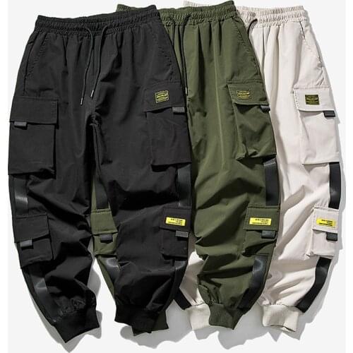 Novel New Hip Hop Joggers Cargo Pants Men Harem Pants Multi-Pocket Ribbons Man Sweatpants Streetwear Casual Mens Pants XS-5XL