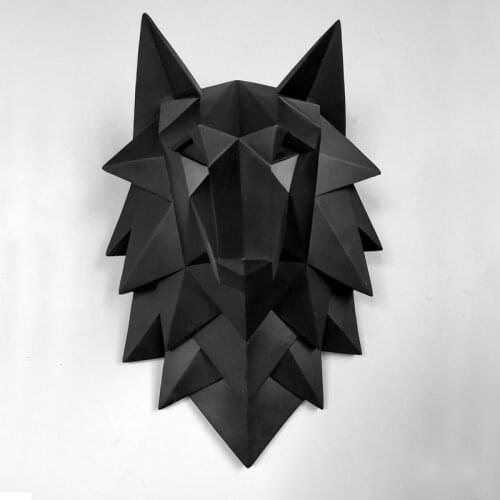 HOME STATUE DECORATION ACCESSORIES 3D ABSTRACT WOLF HEAD SCULPTURE WEDDING CHRISMAS WALL DECOR HANDMADE RESIN ART CRAFT ARTWARE