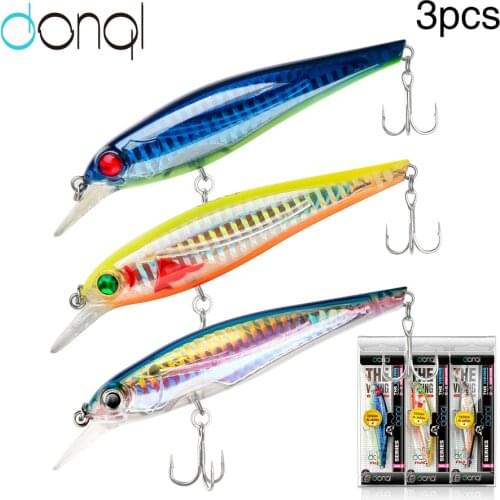 DONQL 3Pcs Wobbler Fishing Lures Floating Minnow Hard Baits Artificial 3D Eyes Crankbaits Bass Fishing Tackle Swimbait Carp lure