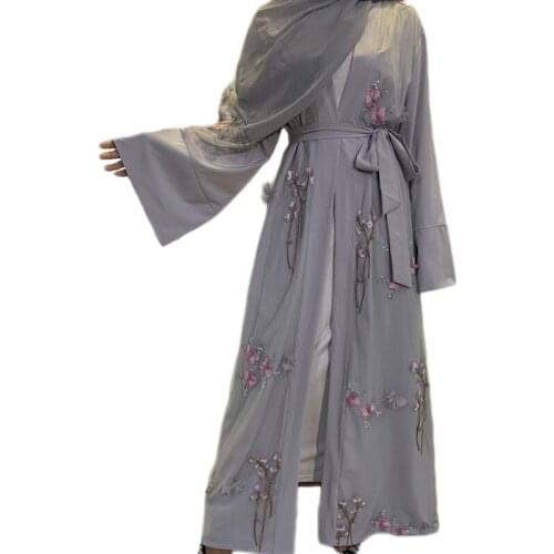 Dubai Muslim Women Abaya Luxury 3D Flower Embroidery Long Dress Arab Jilbab Open Kimono Kaftan Party Robe Turkish Middle East