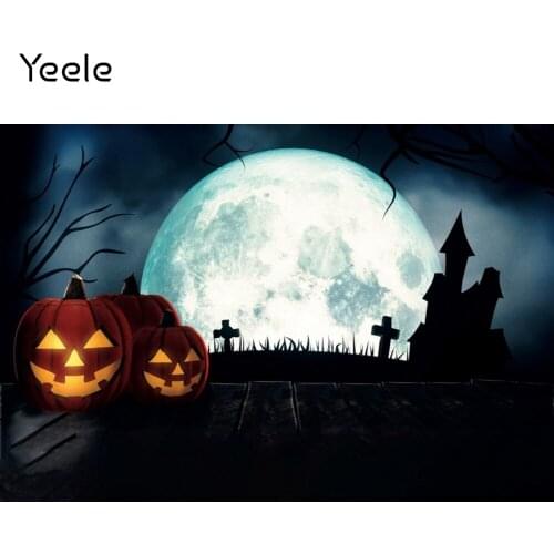 Yeele Halloween Photocall Backdrop Wood Board Castle Pumpkin Lights Photography Photographic Background For Baby Photo Studio