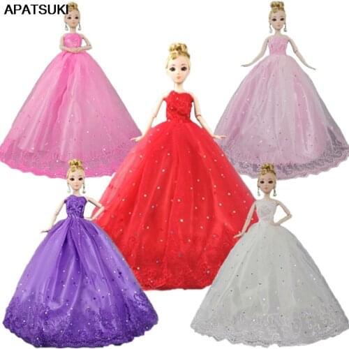 Lace Fashion Doll Dress For Barbie Doll Clothes Gown & Veil Wedding Dresses Outfits For Barbie Dollhouse 1/6 Doll Accessories