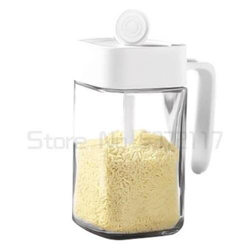 Kitchen supplies spoon cover integrated glass seasoning box with spoon seasoning bottle seasoning bottle sauce bottle