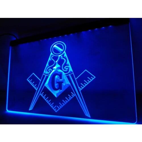 LA710- Masonic Mason Freemason Emblem LED Neon Light Sign home decor crafts