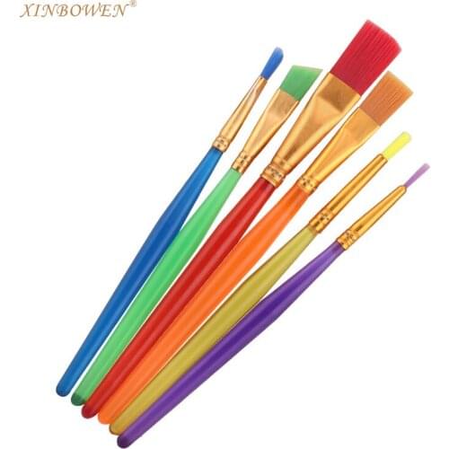 6-piece set of childrens brushes, candy-colored plastic watercolor pens, art supplies