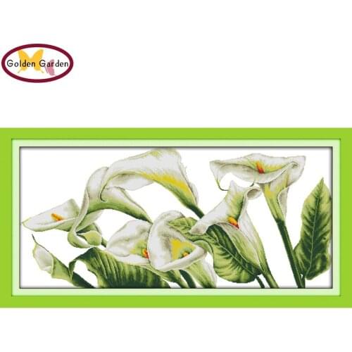 GG Calla Lily Cross Stitch Kit Flowers Design Drawing Set Embroidery Needlework Chinese Cross Stitch Pattern for Home Decoration