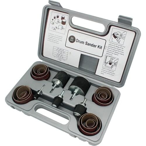 25Pcs Sanding Drum Set Long Drum Sander for Drill Press Woodworking grinding tools( 3/8",1/2",3/4",1",1.5" with 80 and 120 Grit)