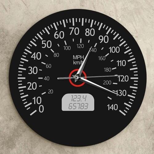 Speedometer Kilometers And Miles Wall Art Clock Black Car Dashboard Wall Clock Modern Dseign Racing Mechanics Garage Decor Gift