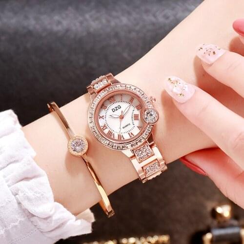 New crystal full diamond exquisite small plate starry three-color quartz ladies watch