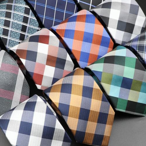 New Mens Plaid Tie Classic 8cm Jacquard Necktie Accessories Daily Wear Cravat Wedding Party Suit Shirt Dress Ties Gift For Men