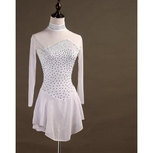 Figure Skating Dress Women girl Ice Skating Dress royal blue Gymnastics Costume custom rhinestone white blue black B041