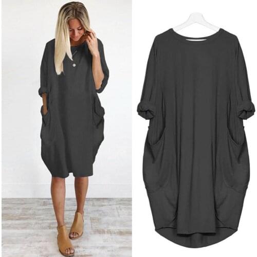 &35 5xl Large Size Womens Casual Dress Loose Round Neck Long Sleeve Mouse Printed Pocket Spring Autumn New Womens Dress