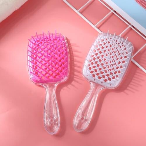 Transparent Hollow Mesh Comb Wet Dry Dual-Use Women Scalp Massage Comb Hair Brush Hollow Out Home Salon DIY Hairdressing Tool