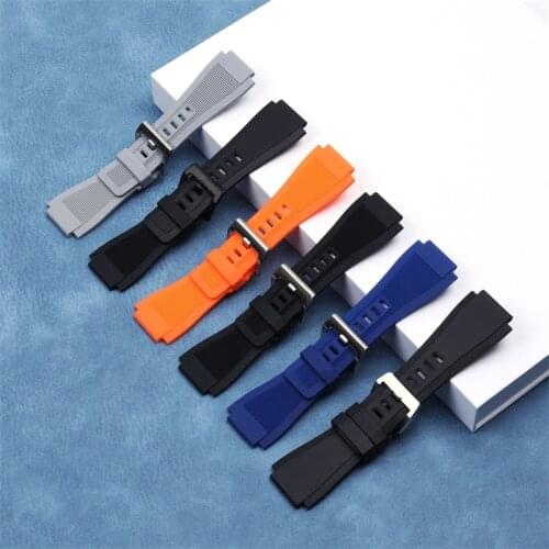 Top Quality Silicone Rubber Watch Band 34mm x 24mm For Bell Strap Series BR01 BR03 Watchband Bracelet Belt Ross Pin Buckle