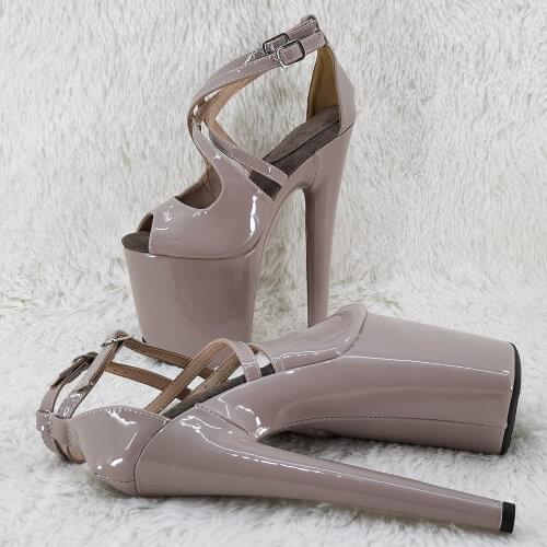 Leecabe 20cm/ 8inches shinny pu upper platform high heel sandals pole dance shoes