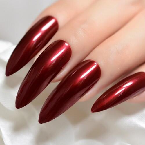 Sexy Sugar Red Press on Nails Extra Long Stiletto Fake Nails UV Gel Shine Party Finger Decoration Nail Tips Set of 24
