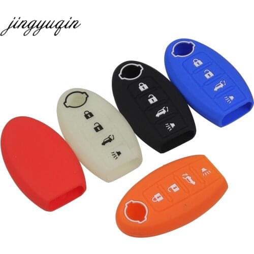 Jingyuqin 30pcs/lot Silicone Key fob Cover Case for Nissan Qashqai Juke X-Trail Note Almera Altima Serena Remote Keyless 4BTN