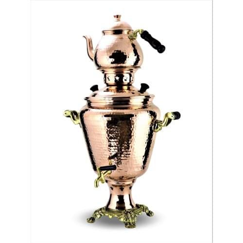 SONAYCOPPER New Model Forged Copper Samovar Nickel Used with Coal, 1 mm Thick 4 L Capacity