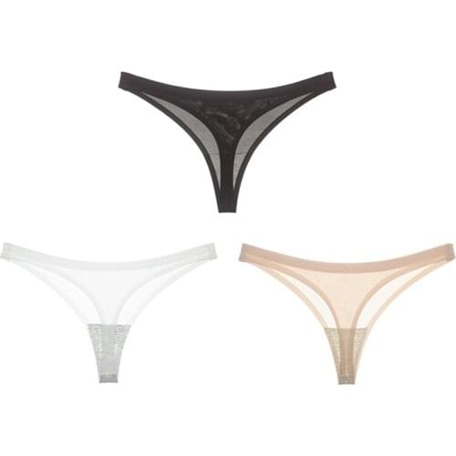 Spring Summer Sexy Ice Silk G-string Lingerie Thongs Fashion Sexy Women Underwear Briefs Bikini Knickers G-string Thongs Panties