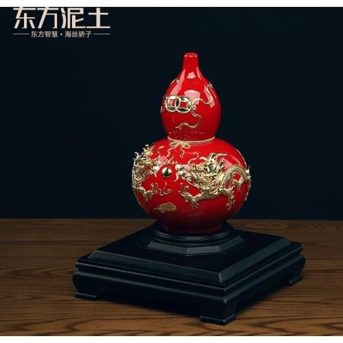 The east mud "blessing" ceramic buford opened gourd furnishing articles paint line carve handicraft gift to send friends