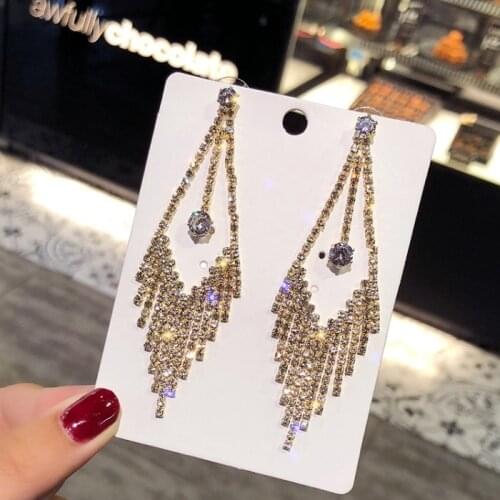 Silver Color Rhinestone Crystal Earrings for Women