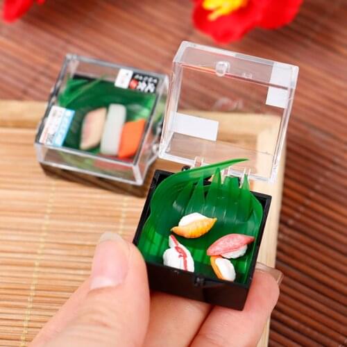 1 Box 1/6 and 1/12 Scale Dollhouse Decor Japanese Boutique Sushi Transparent Bento Box Mini Accessories Kids Play Toys