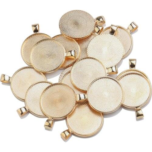 10Pcs/lot Round Pendant Blank Settings Cabochons Bases Bezel Trays Fit 25mm Cabochon Cameo DIY Necklace Jewelry Making
