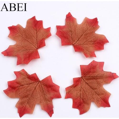 100pcs/lot Artificial Silk Maple Leaf Fall Fake Flower Leaves For Wedding Party Christmas Decoration DIY Scrapbooking Craft