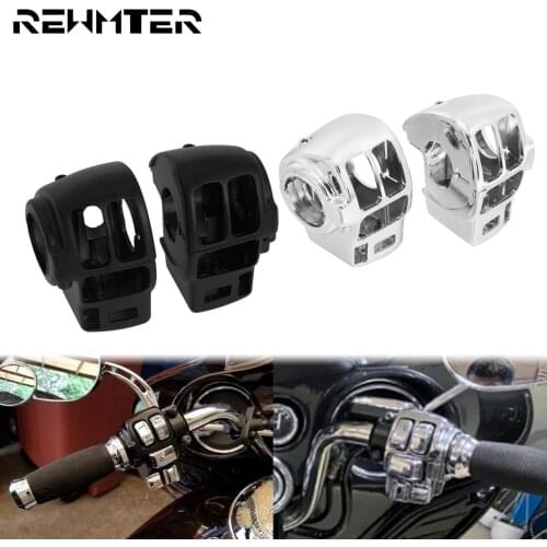 2PCS Motorcycle Handlebar Control Switch Switch Housing Cover Black/Chrome For Harley Road King Electra Glide 1996-2013 FLHT