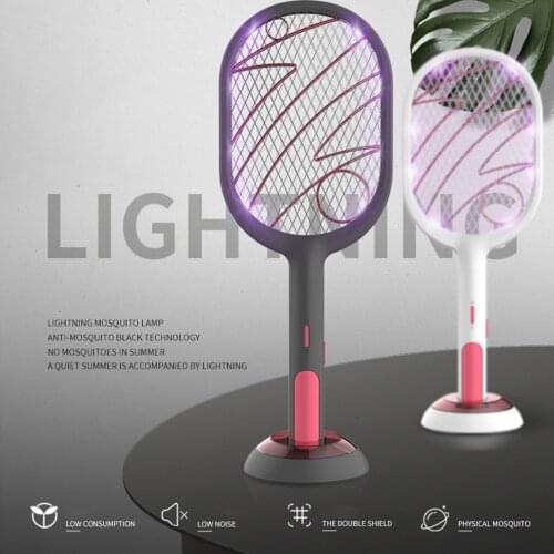Electric Mosquito Swatter 2 Modes 1200mAh USB Rechargeable Home Fly Bug Zapper Racket Inserts Killer