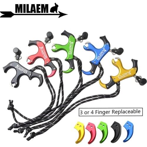 Archery Compound Bow Release Aids 3 Or 4 Finger Replaceable Aluminum Alloy Thumb Release Aids Trigger Shooting Accessories