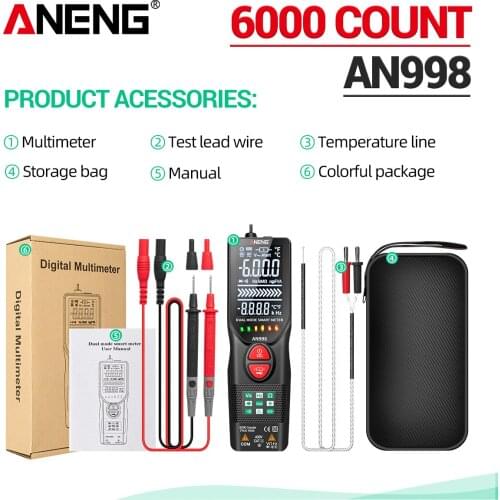 ANENG Digital Multimeter Fully Non-Contact Tester Digital NCV Tester VA Display for AC/Direct Current Voltage NCV