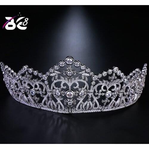 Be 8 Fashion Jewelry Micro Pave Cubic Zircon Tiara Crowns Wedding Hair Accessories Bride CZ Diadem Headpiece H058