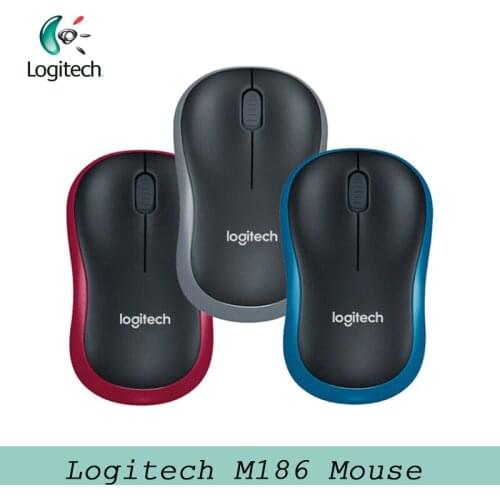 Logitech M186 2.4G Wireless Mouse with Ergonomic 1000dpi Nano Receiver Both Hands Laptop Gamer Support Official Verification