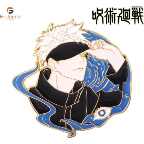 Anime Jujutsu Kaisen Cartoon Character Brooch Fushiguro Megumi Gojo Satoru Metal Brooch Pin For Men Women Gift Jewelry