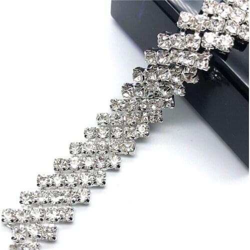 High quality 1yard AAA Rhinestone claw chain for clothing Crystal trimmings for jewelry making accessories