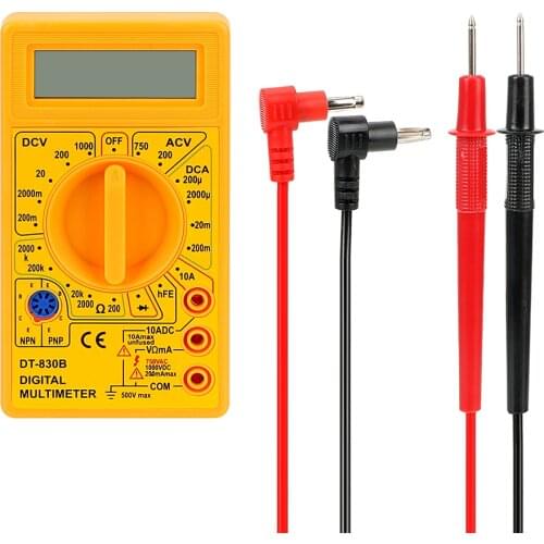 DT830B AC/DC LCD Digital Multimeter Electrical Handheld Meter Mini Multimeter probe for 750/1000V Voltmeter Ammeter Ohm Tester