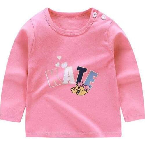 Children Autumn T Shirt Pink Cartoon Full Sleeve T-Shirts for Boys Girls Tops Kids Tshirt 2 3 4 5 6 7 8Y Clothes for Big Kids