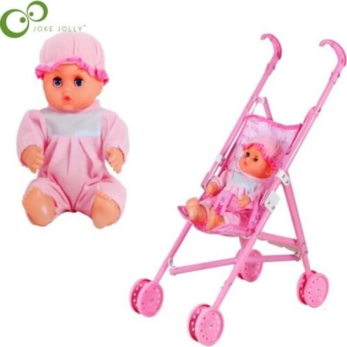 Childrens Gifts Trolley Toys Stroller Baby Girl Gifts Play House with Dolls Pink Stroller Pink Dolls WYW