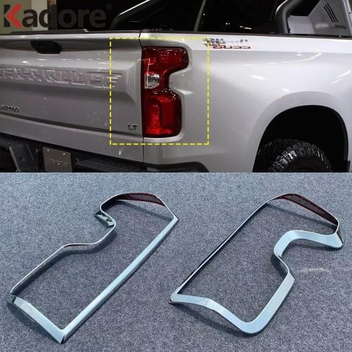 For Chevrolet Silverado 1500 2019 2020 ABS Chrome Car Rear Lights Cover Taillight Trim Sticker Car Styling Accessories