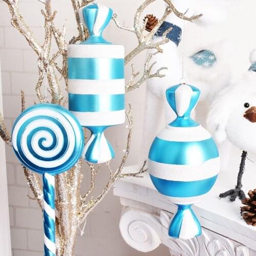 Christmas tree ornaments Christmas window arrangement pendant 20CM blue and white painted candy ornaments candy arrangement