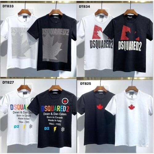 DSQUARED2- Men Women Pure Cotton T Shirt O Neck Short Sleeve Shirt Street Hip Hop Style Authentic DSQ T-shirt