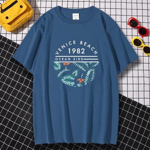 Oversized S-Xxxl Mens Tees Shirt Spring Summer T Shirts Venice Beach Ocean Side Print Clothes Fashion Vintage Tees Shirts Mans