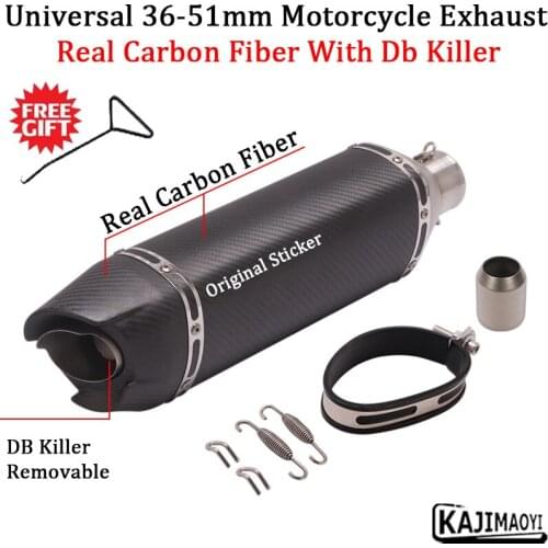 Carbon Fiber 35-51mm Motorcycle Scooter ATV Exhaust Muffler Pipe Escape Moto for Honda CBR250 CB400 YZF FZ400 Z750 NINJA TMAX530