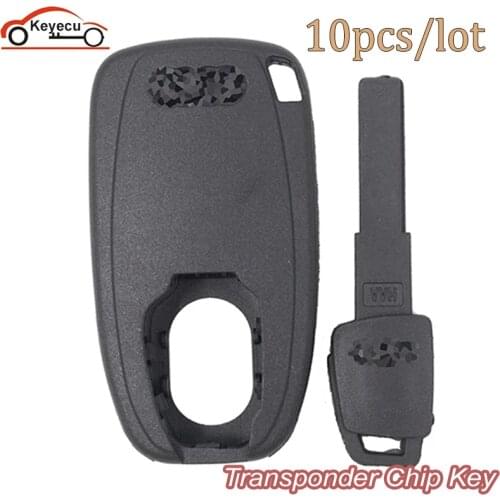 KEYECU 10 Pcs/lot Replacement Transponder Chip Key & Smart Emergency Key for Audi A3 A4 A6 A8 S3 S4 S6 S8 Q7 Engine Start ID48
