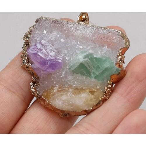 Hot Sale Natural Stone Pendant Irregular Rainbow Crystal Pendant For Jewelry Making DIY Necklace Bracelet Earrings Accessory