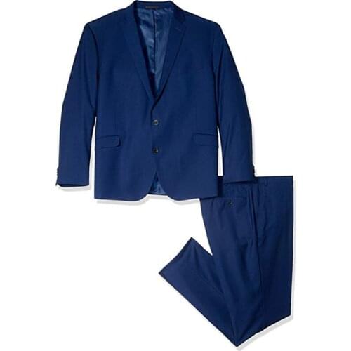 Modern Blue Notch Lapel Men Suit Groomsman Relaxed Loose Style Three Pieces Suite(Jacket+Pant)